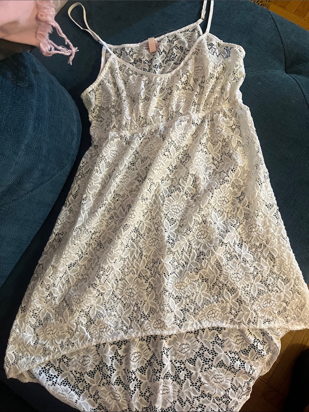 Victoria's Secret cream  Lace nighty lingerie with Floral Crochet high low
